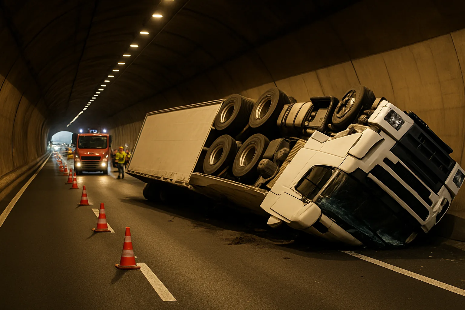 Camion si ribalta in galleria sulla A1, chiusa la Direttissima