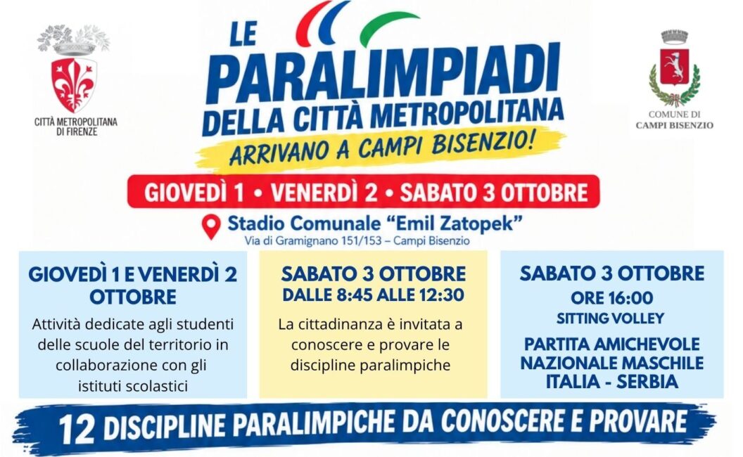 Arrivano a Campi Bisenzio le Paralimpiadi