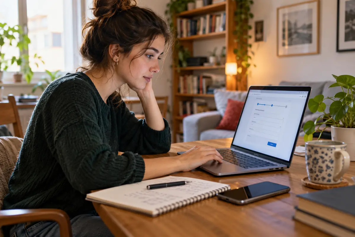 Giovane donna compila una candidatura online