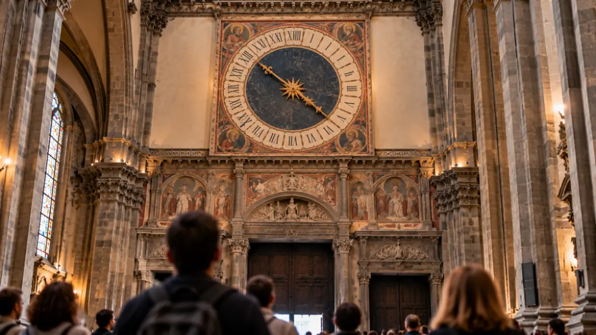 Il quadrante quattrocentesco sopra l ingresso del Duomo